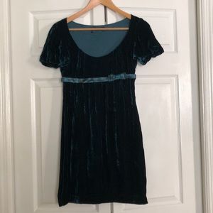 Miss Sixty Velvet Babydoll Mini Dress Peacock color XS
